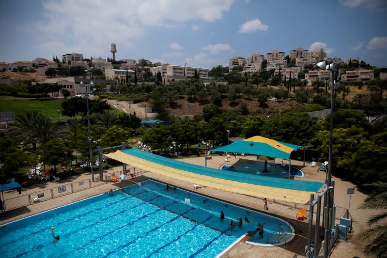 FILE PHOTO: A general view picture shows a public pool in the Israeli settlement of Maale Adumim in the occupied West Bank