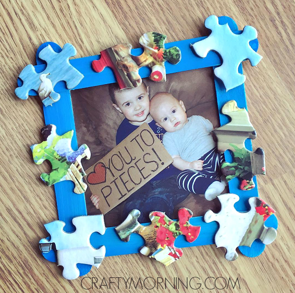 father's day crafts love you to pieces father's day frame with a baby photo in the center