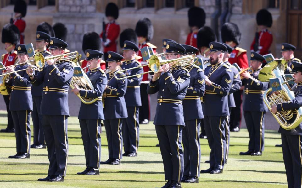 An RAF band plays in the Quadrangle before the funeral of the Duke of Edinburgh - Ian Vogler