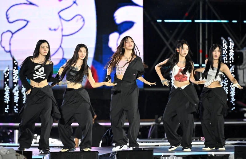 K-pop stars NewJeans were among 19 acts that performed Friday night. Korea Pool Photo/UPI