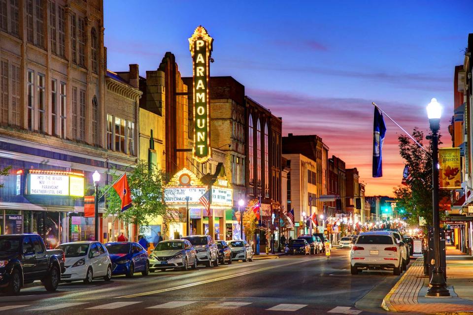 Historic State Street in Bristol separating Virginia and Tennessee