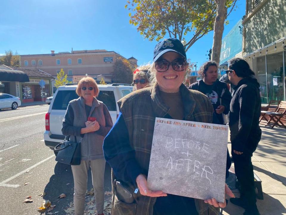 Sharpie Girl, a California-based music enthusiast, was first in line for a Neil Young album signing at Traffic Records on Friday, Dec. 8, 2023.