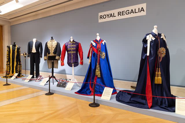 <p>Kate Middleton on King Charles coronation day</p> Royal mantles on display as part of Treasures of Gold and Silver Wire at Guildhall Art Gallery