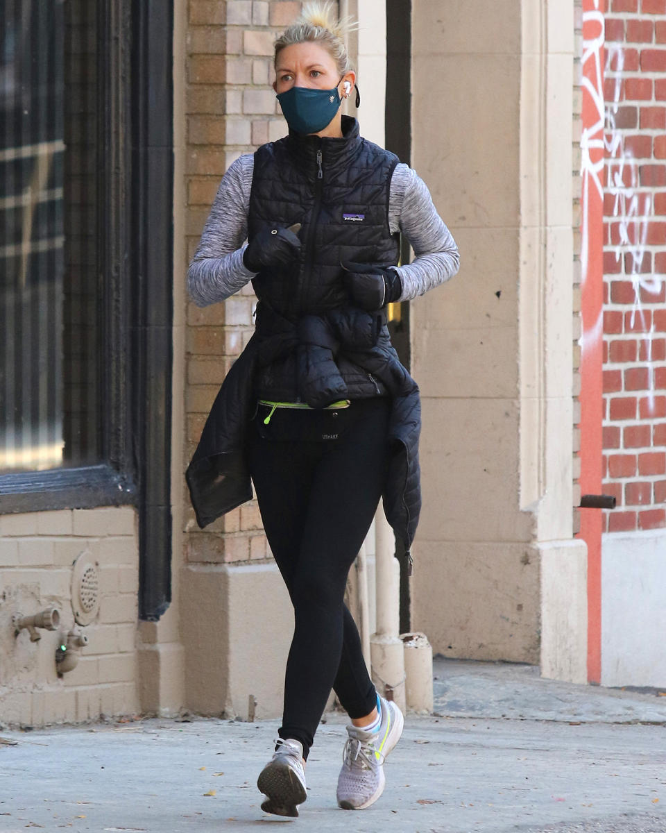 <p>Claire Danes goes for a morning jog through N.Y.C.'s West Village neighborhood on Friday.</p>