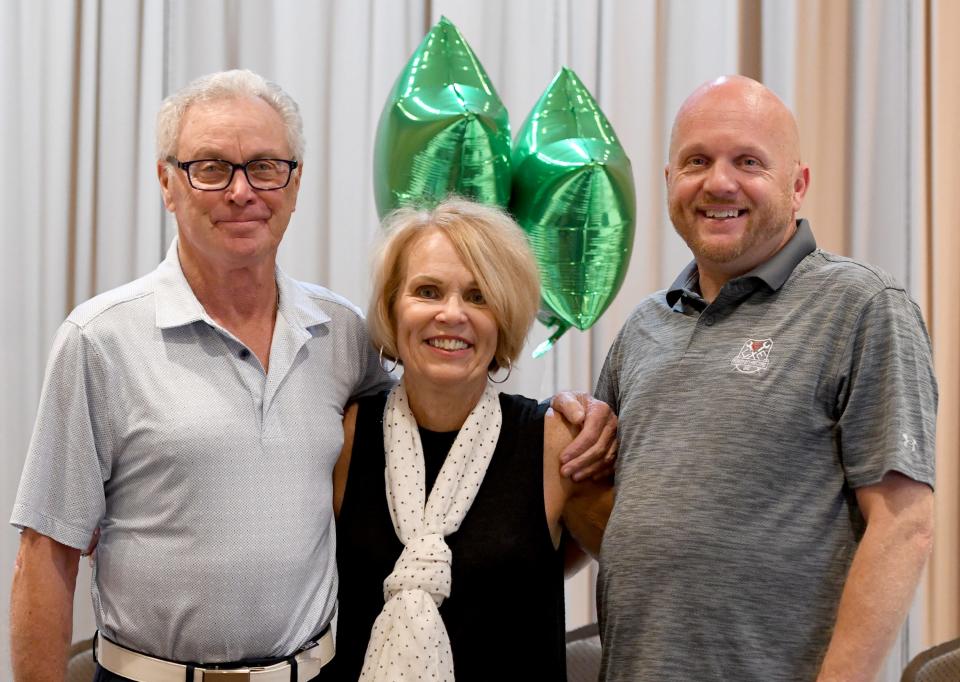 Kidney transplant recipient Michael Dailey of Warren, donor Linda Liberator of North Canton, and her son Eric Jones of Massillon, also a kidney recipient, meet for a celebration and to discuss their journey at Tozzi's on 12th in Canton.