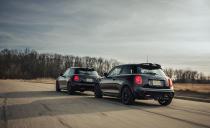 <p>While its price and position in Mini's lineup place the JCW Hardtop in league with the Golf R, Civic Type R, and Veloster N, its performance numbers are closer to those of the sub-$30K GTI, Civic Si, and Veloster R-Spec models.</p>