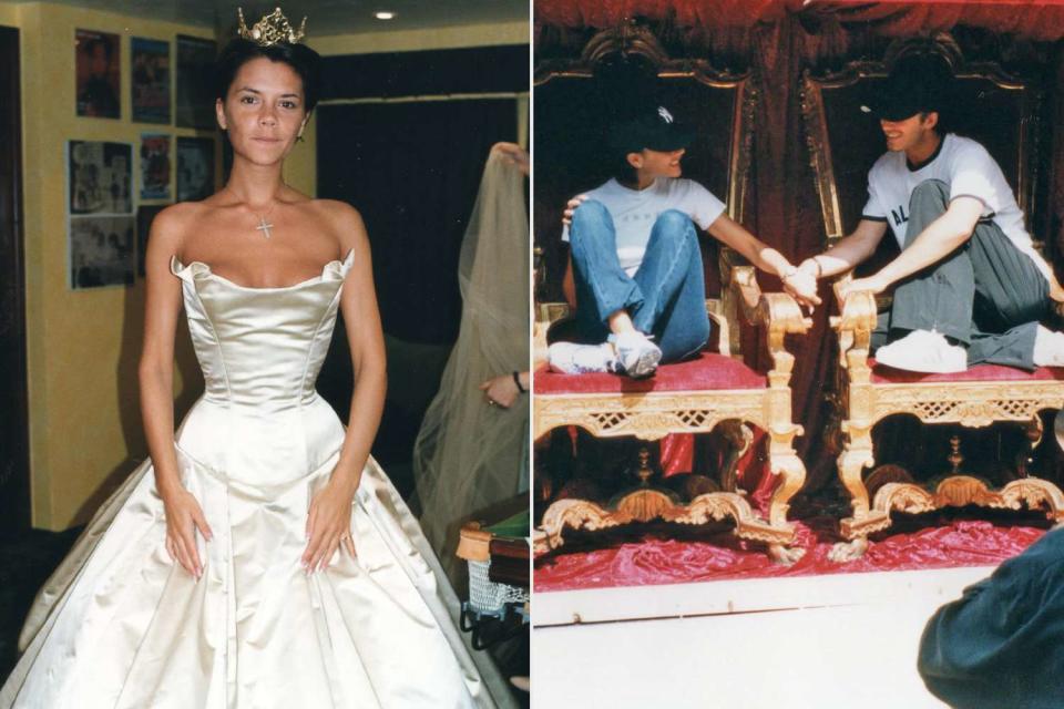 <p>Victoria Beckham/Instagram</p> Victoria Beckham in 1999; Victoria (left) and David Beckham