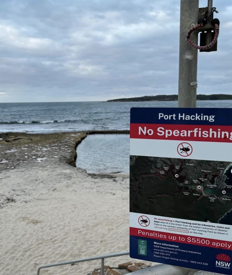A no spearfishing warning in the area. 