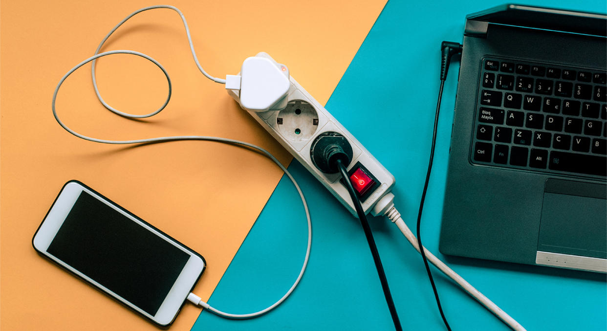 Declutter your WFH set-up with an extension lead that can hold up to eight plugs and has an additional four USB ports.  (Getty Images)