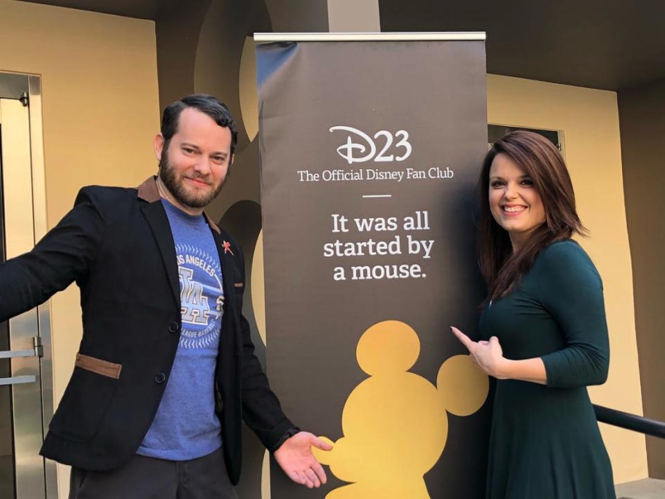 Joey Zimmerman and Kimberly J. Brown at a "Halloweentown" screening in 2017