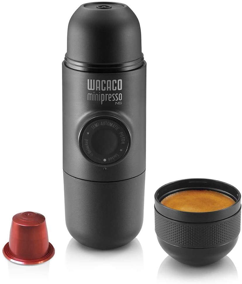 <p>Now this is cool. If you're really rushing out the door, or maybe you're traveling, take this <span>Wacaco Minipresso NS Portable Espresso Machine</span> ($55). You can use any of your Nespresso Original pods and have an espresso on the go! It also makes for an excellent travel device.</p>