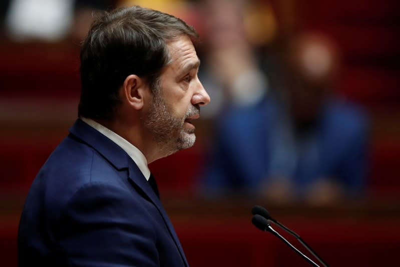 French Interior Minister Christophe Castaner delivers a speech during a debate on migration at the National Assembly in Paris