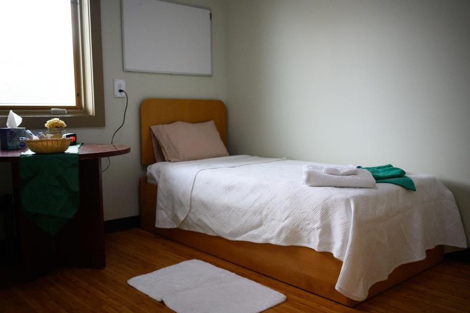 Pictured is one of the rooms available at an emergency quarantine shelter for homeless persons with COVID-19 at Whitehorse Academy in Greenville, S.C.