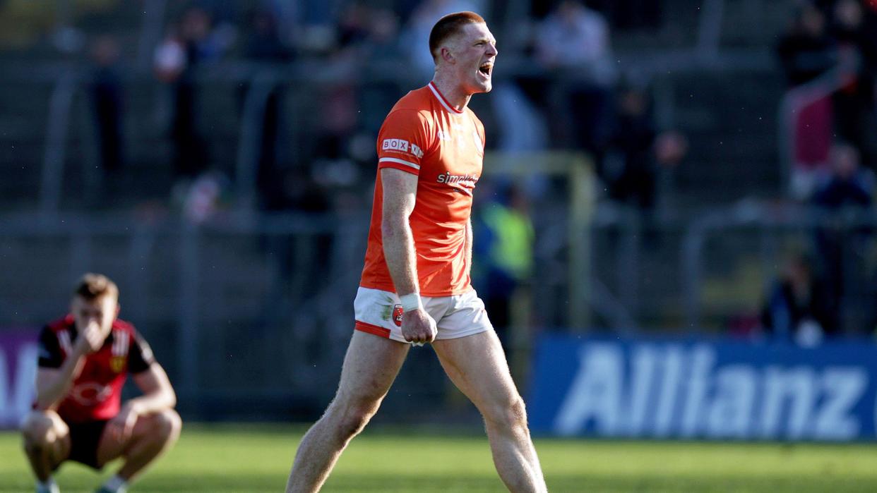 Armagh's Ciaran Mackin celebrates at the final whistle whistle