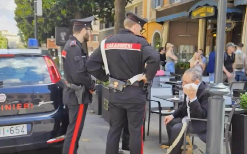 Police at Harry's Bar in Rome