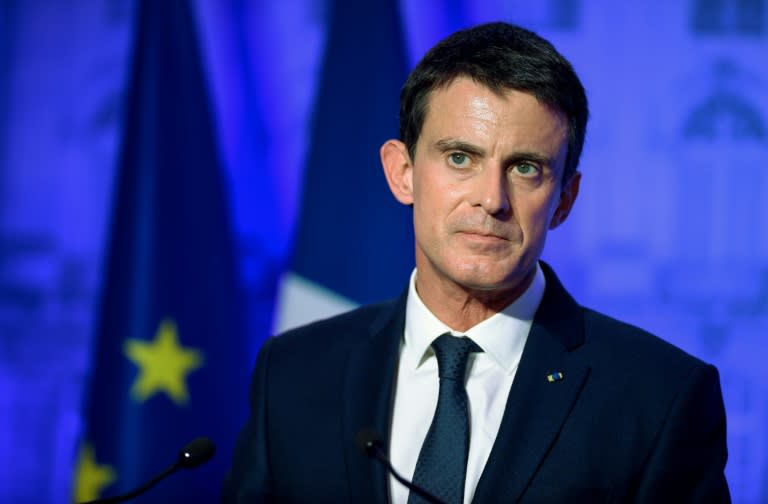 Former prime minister Manuel Valls delivers a speech in Nancy, eastern France, on December 2, 2016