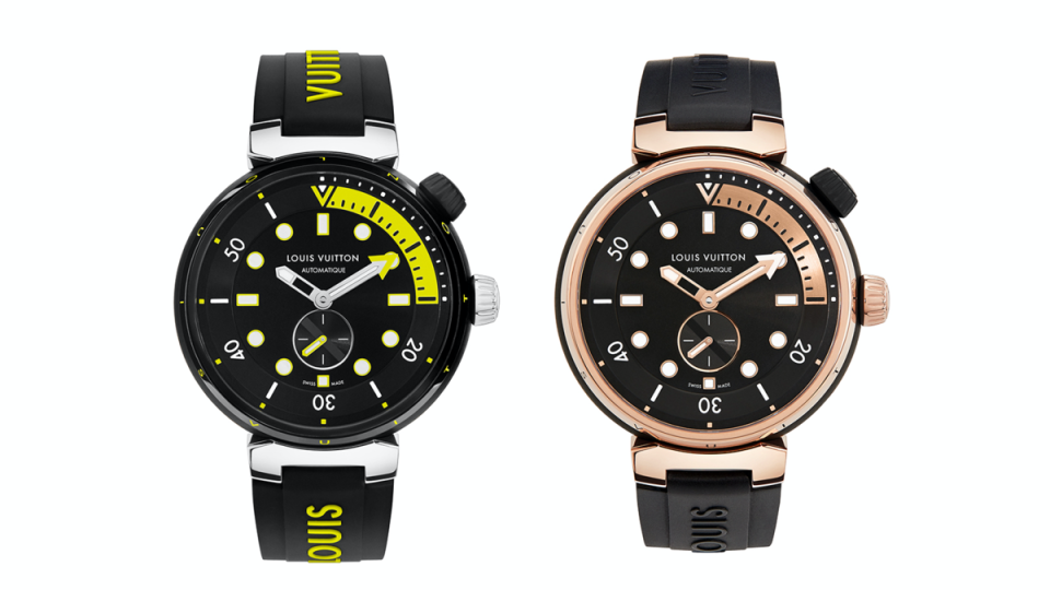 Tambour Stree Diver Neon Black（左）建議售價NT$ 222,100、Tambour Stree Diver Black Blaze（右）建議售價NT$ 500,100