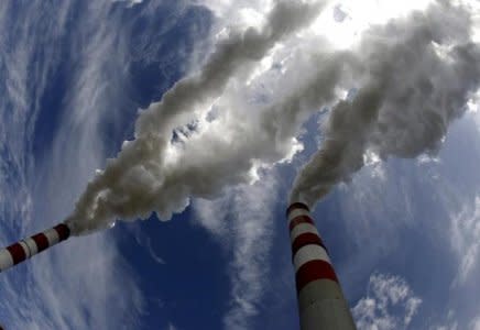 Smoke bellow from the chimneys of Belchatow Power Station, Europe's largest biggest coal-fired power plant, in this May 7, 2009 file photo. REUTERS/Peter Andrews/Files