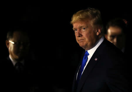 U.S. President Donald Trump arrives in Singapore June 10, 2018. REUTERS/Jonathan Ernst