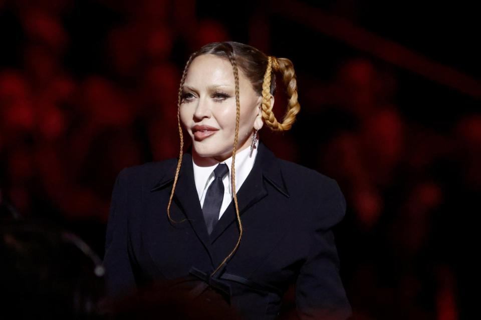 Newest look:  Madonna speaks onstage during the 65th Grammy Awards, 2023 (Getty Images)