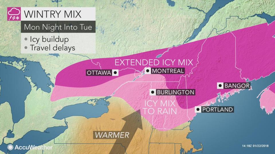 Icy mix January 22 to January 23, 2018/AccuWeather