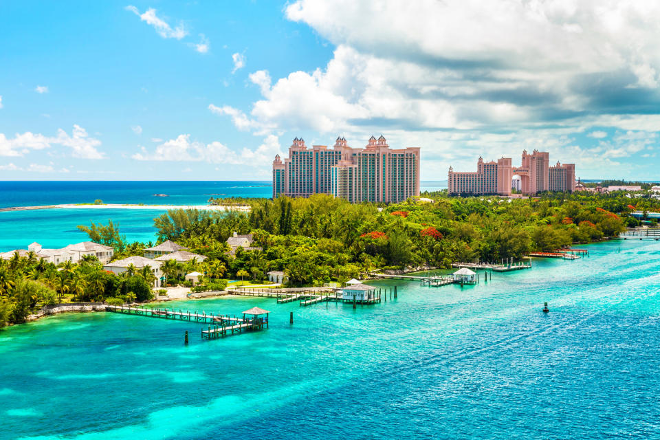 Atlantis Caribbean beach resort, with white sand coastline