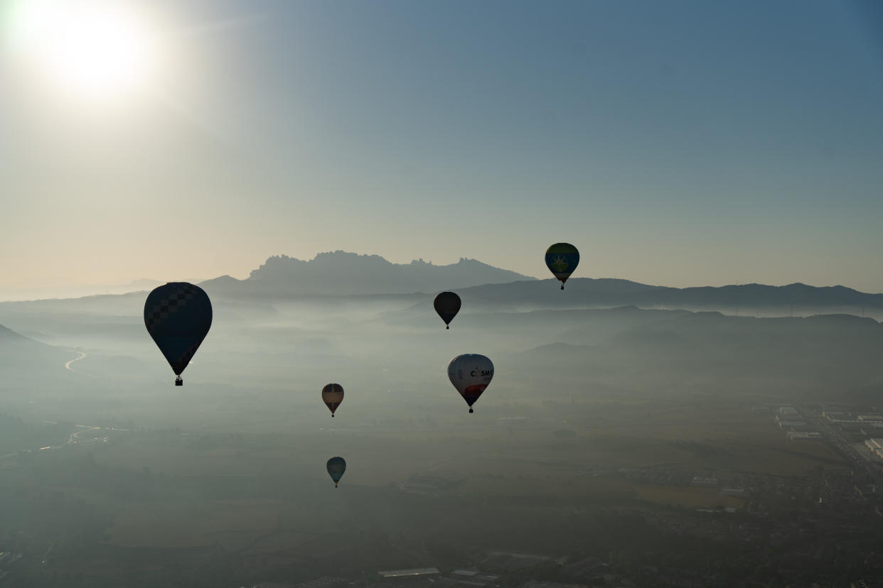 More than 40 balloons fly over Igualada in a festival that lasts for three days. 