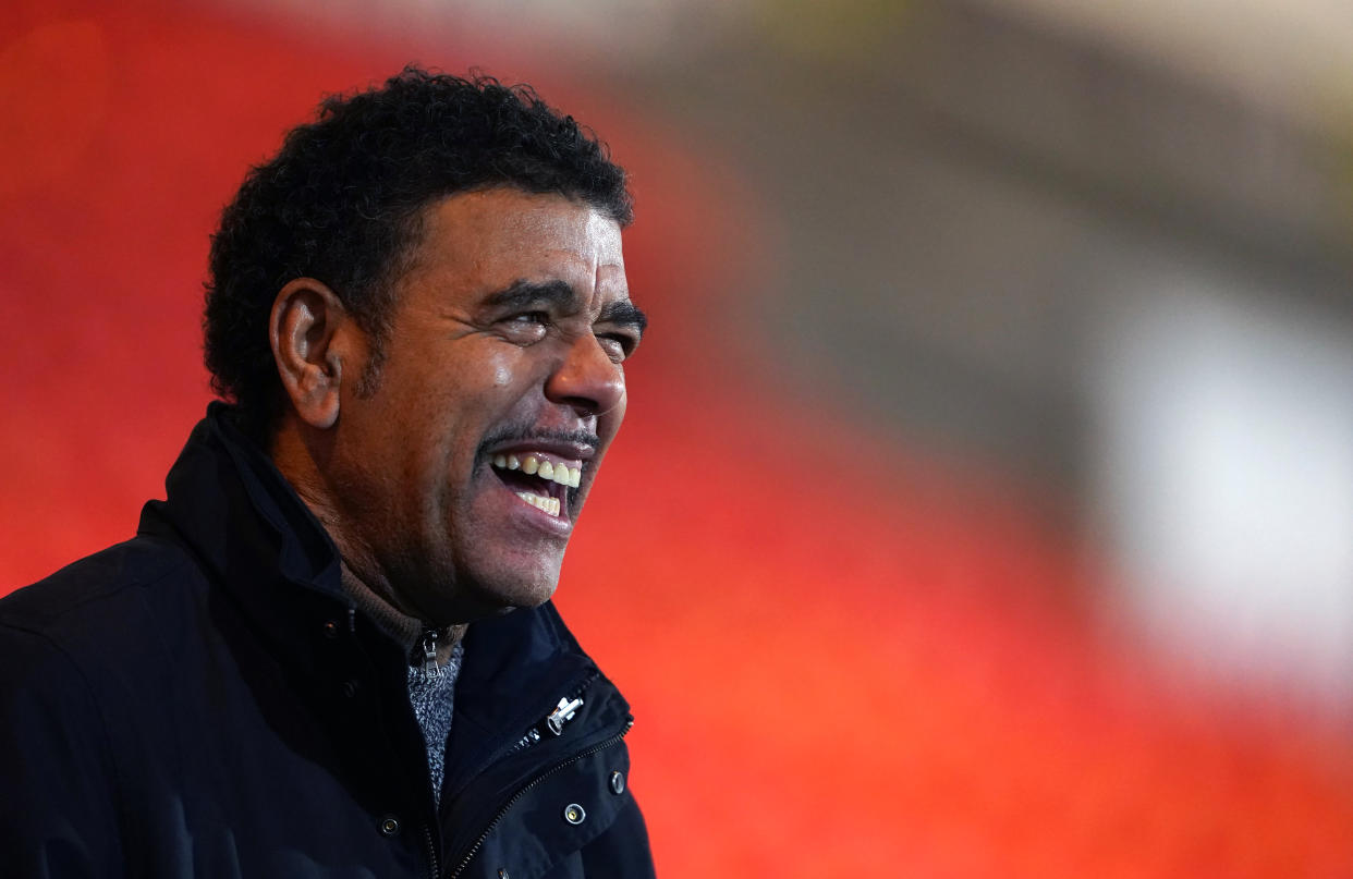 Sky Sports pundit Chris Kamara during the Sky Bet League One match at the Keepmoat Stadium, Doncaster. Picture date: Tuesday January 26, 2021. (Photo by Zac Goodwin/PA Images via Getty Images)