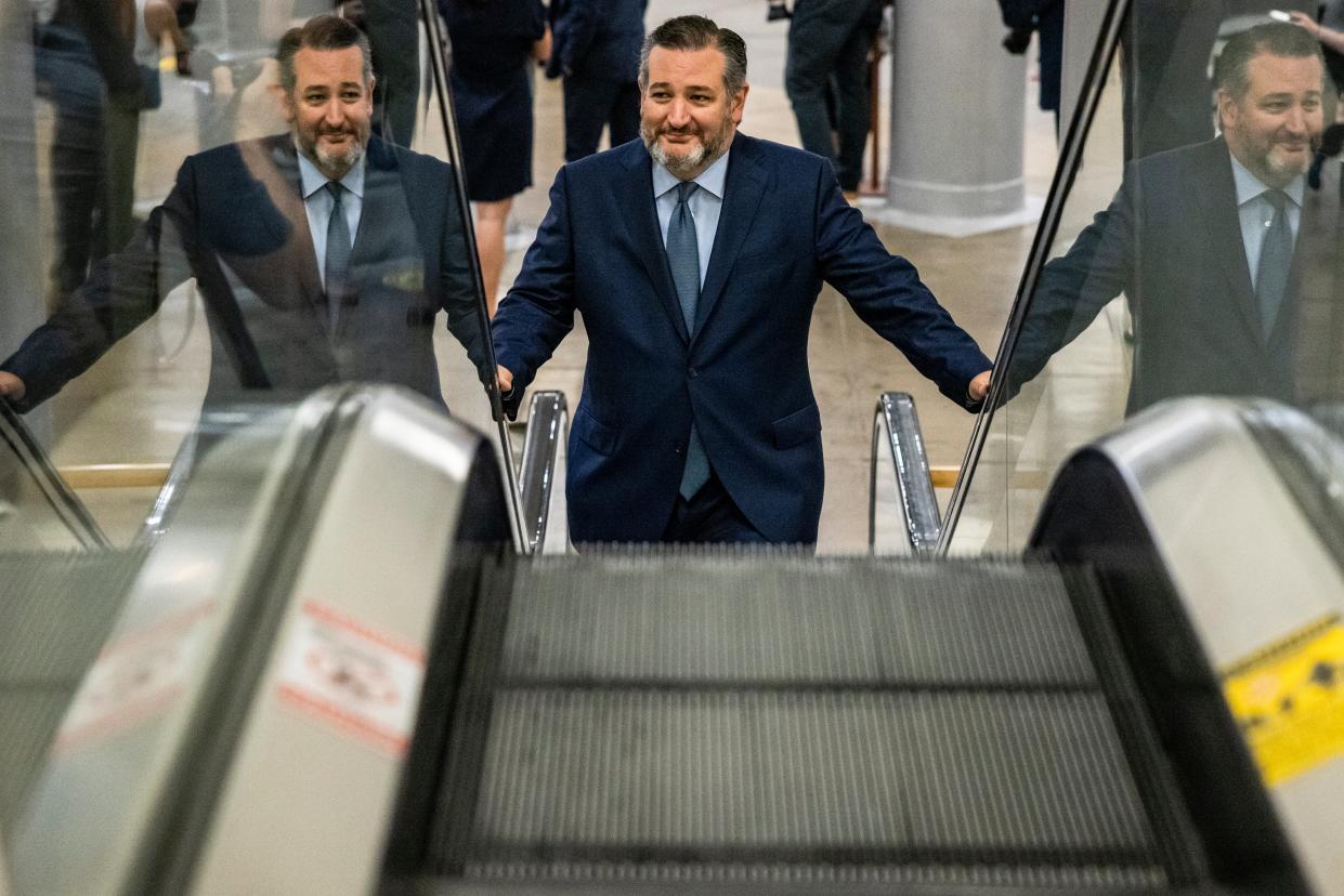 Senator Ted Cruz (R-TX) heads to a vote on the Senate floor on June 8, 2021 in Washington, DC (Getty Images)