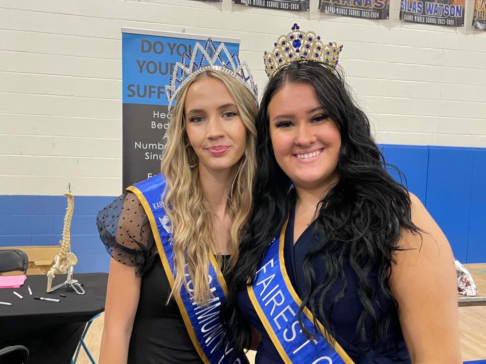 Alayna Owings, 14, Miss Karns Community Service, and Madison Clabough, Miss Karns Fairest of the Fair, sparkle in their tiaras.