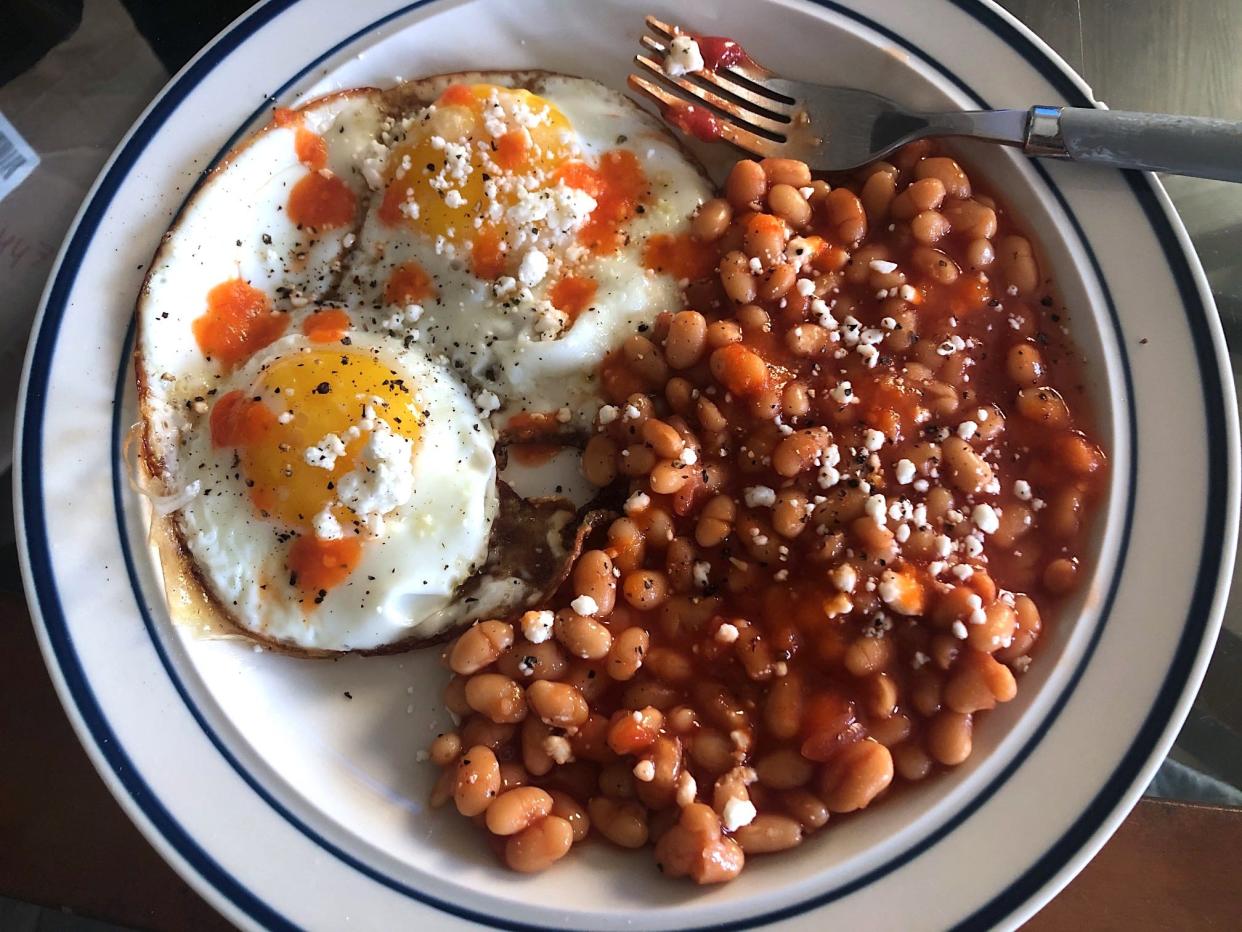 Anneta's breakfast with British baked beans