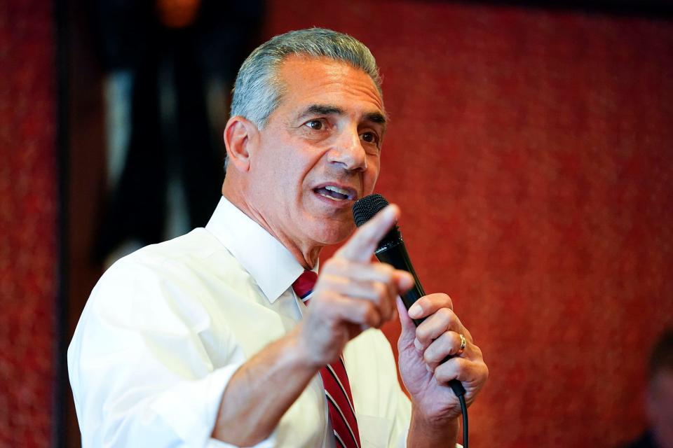 New Jersey Republican gubernatorial candidate Jack Ciattarelli makes a campaign stop at Majestic Diner with the Mahwah Republican Club on Wednesday, Oct. 27, 2021, in Ramsey.