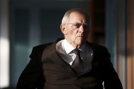 German Finance Minister Wolfgang Schaeuble arrives for the weekly cabinet meeting at the Chancellery in Berlin, Germany, November 9, 2016. REUTERS/Axel Schmidt