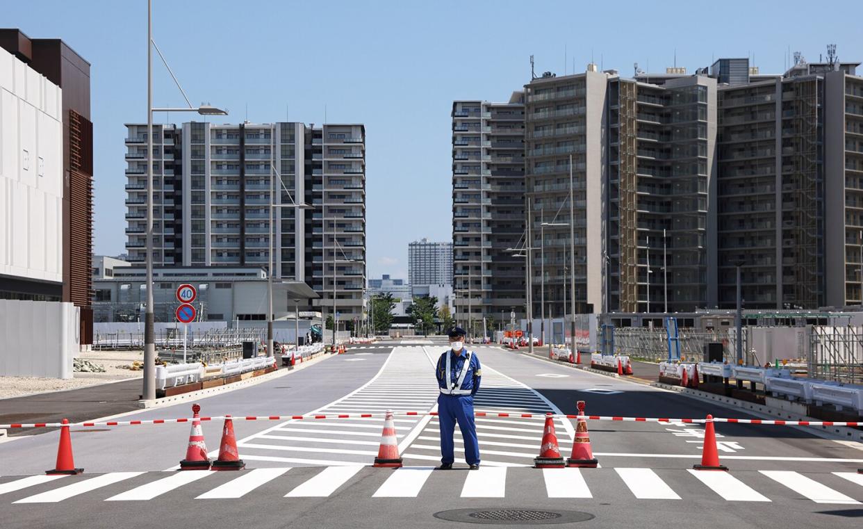 the entrance to the Tokyo 2020 Olympic Village in Harumi.