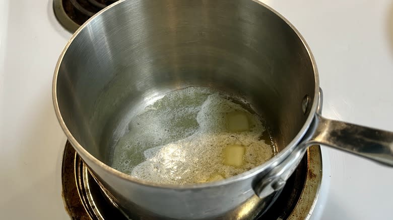 melted butter in pot