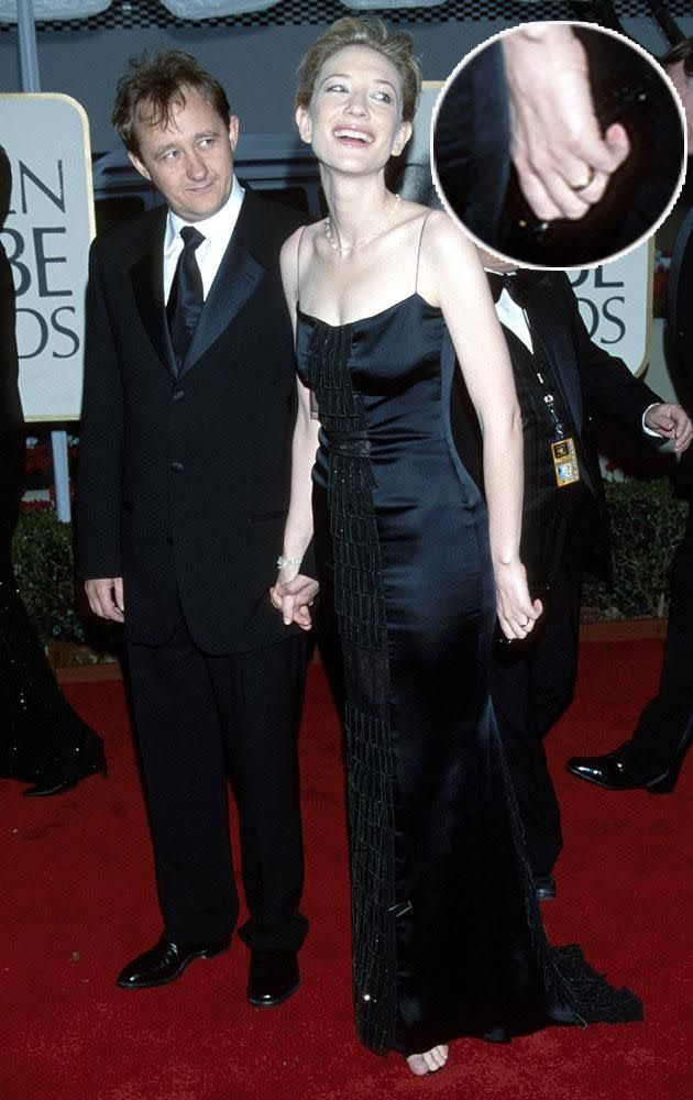 Cate and Andrew at the 56th Annual Golden Globes in 1999 (the year they wed). Source: Getty