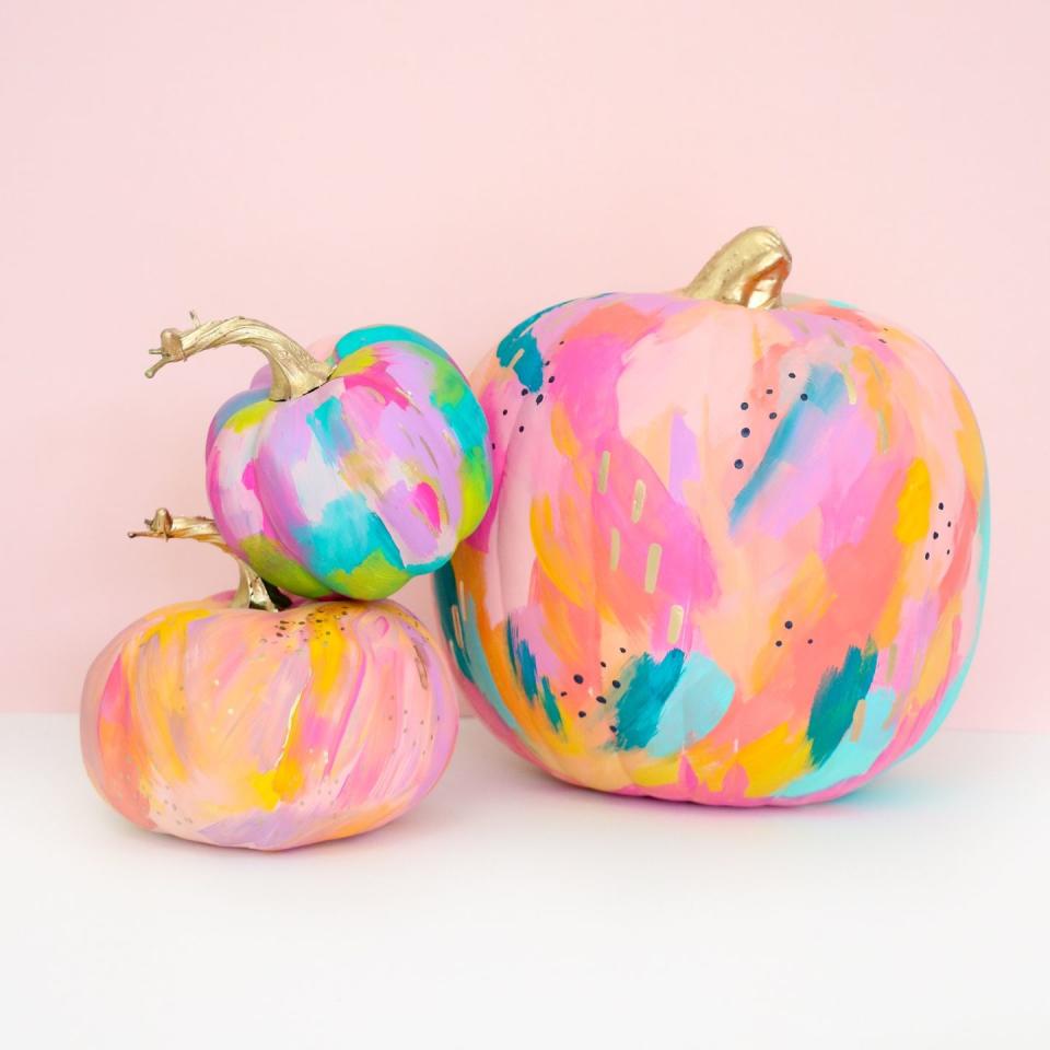 DIY Abstract Art Halloween Pumpkins