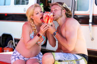 <p>Sometimes, ice cream just won’t do. Heidi and Spencer opted for shaved ice during that getaway in Hawaii. (Photo: BACKGRID) </p>