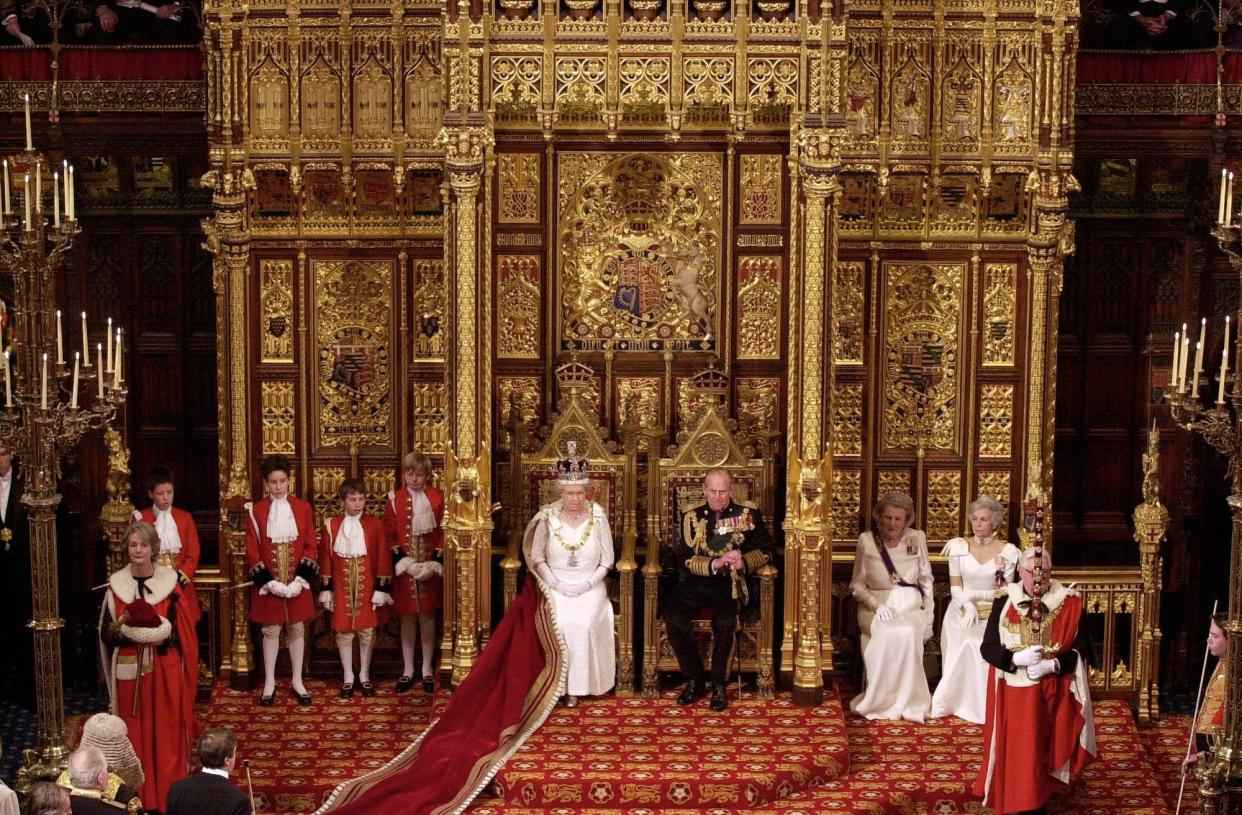 Lady Airlie, far right, at the 2000 State Opening of Parliament