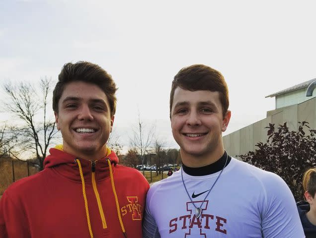 <p>Chubba Purdy Instagram</p> Chubba Purdy and Brock Purdy in Iowa State gear.