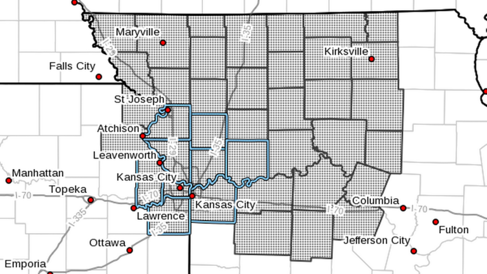 The Kansas City area, including areas north and east of the metro, have been placed under a flash flood watch as several rounds of sever thunderstorms are expected to bring heavy rains Thursday, according to the National Weather Service in Kansas City.