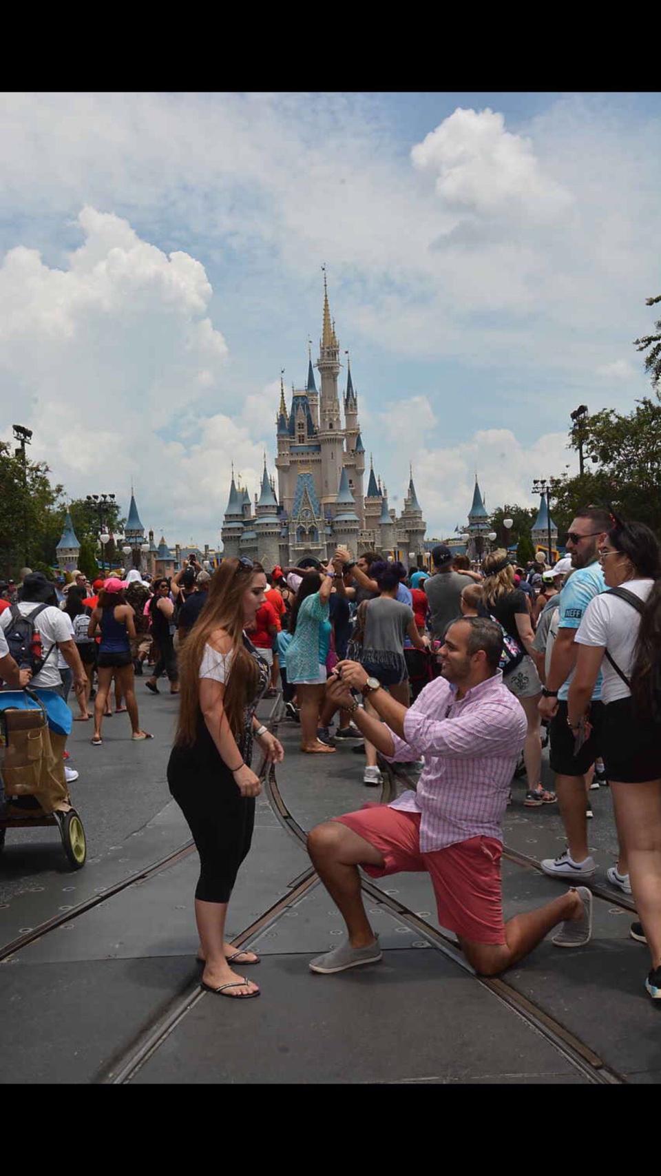 Miguel Morrobel proposed to Abby at Disneyland.