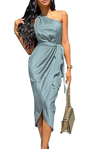 22) Asymmetrical One-Shoulder Wrap Dress