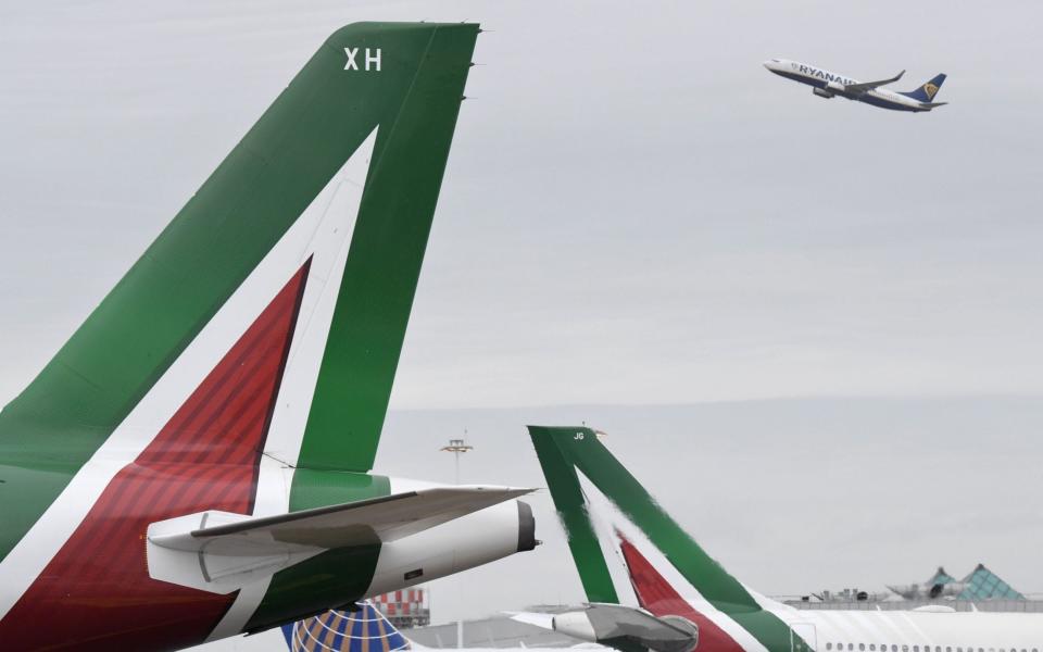 Alitalia planes at Rome's Fiumicino airport