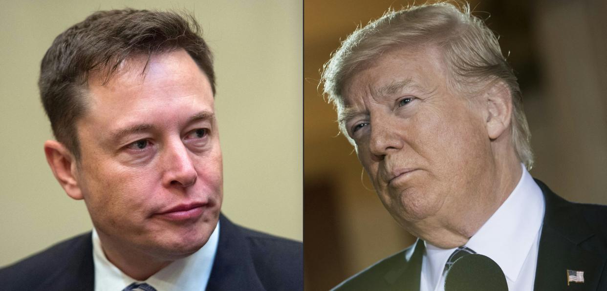 Tesla CEO Elon Musk and former President Donald Trump. (AFP via Getty Images)