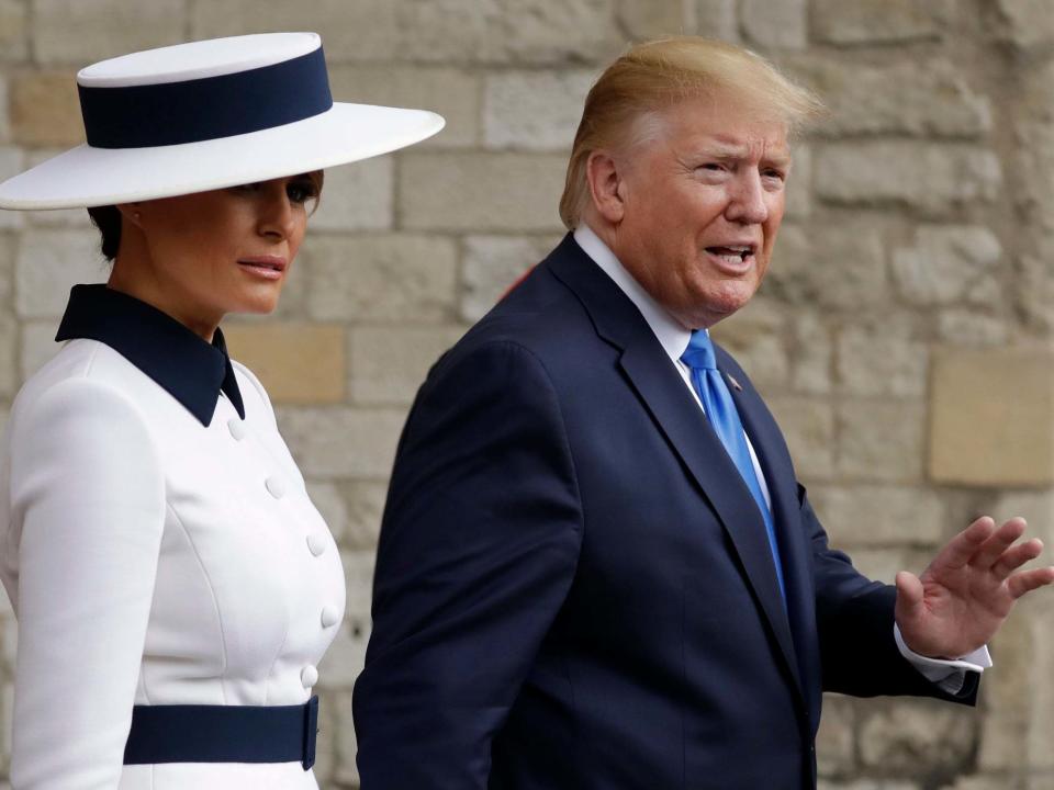 Donald Trump has posted a series of tweets after meeting the Royal Family on Monday, claiming he has not seen the massive demonstrations opposing his state visit and calling on the UK to get “rid of the shackles” amid its Brexit negotiations. The president praised the queen, saying “the entire Royal family have been fantastic,” before wading into British politics and suggesting the demonstrations against him do not actually exist. “London part of trip is going really well,” Mr Trump wrote on Monday. “The Queen and the entire Royal family have been fantastic. The relationship with the United Kingdom is very strong. Tremendous crowds of well wishers and people that love our Country.”“Haven’t seen any protests yet, but I’m sure the Fake News will be working hard to find them,” he added. “Great love all around. Also, big Trade Deal is possible once U.K. gets rid of the shackles. Already starting to talk!”Mr Trump raised controversy just before beginning his visit to the UK by speaking with a British tabloid called The Sun, effectively endorsing Boris Johnson to become the next prime minister and suggesting he could have handled Brexit negotiations better than Theresa May. The interview and resulting backlash was almost eerily similar to Mr Trump’s last visit, when he spoke to The Sun just before arriving in the UK and taking the rare step from a US president of jumping into British politics. “I think Boris would do a very good job. I think he would be excellent,” Mr Trump said. > London part of trip is going really well. The Queen and the entire Royal family have been fantastic. The relationship with the United Kingdom is very strong. Tremendous crowds of well wishers and people that love our Country. Haven’t seen any protests yet, but I’m sure the....> > — Donald J. Trump (@realDonaldTrump) > > June 3, 2019“I like him. I have always liked him. I don’t know that he is going to be chosen, but I think he is a very good guy, a very talented person,” he added. “He has been very positive about me and our country.”Typically US presidents do not step into British politics, particularly when a sitting prime minister is expected to step down as Ms May announced last month.The president added to his series of tweets from the UK that Russia had allegedly informed his administration it had “removed most of their people from Venezuela.” He also encouraged Mexico to stop “the flow of people and drugs through their country” to the US southern border, writing, “They can do it if they want!”Mr Trump will meet the prime minister for a bilateral meeting on Tuesday, before hosting a dinner at the ambassador’s residence in London called the Winfield House. He then heads to Portsmouth on Wednesday to participate in a commemoration honouring the 75-year anniversary of D-Day, before departing for Ireland.