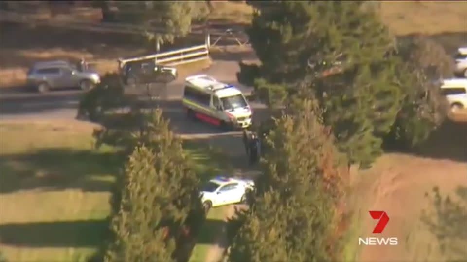 Two bodies were found on the Wilton property about 2pm on Saturday. Picture: 7 News