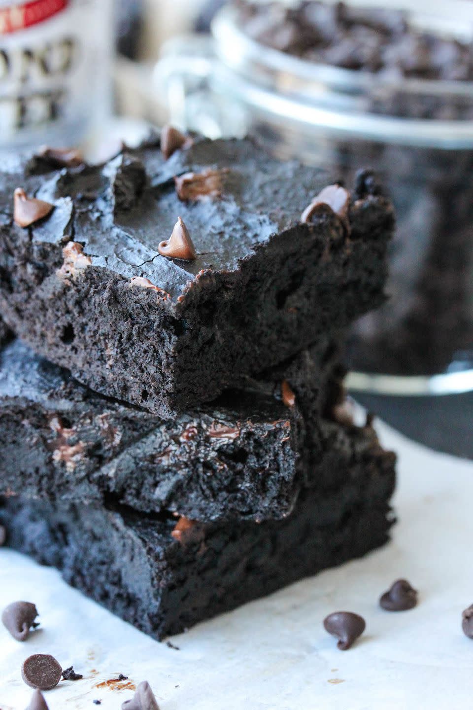 Double Chocolate Chip Black Bean Almond Butter Brownies