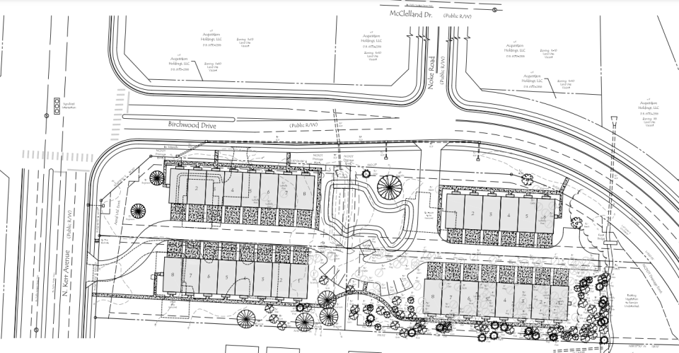 Birchwood Townhomes will have two entrances from North Kerr Avenue and Birchwood Drive. There will be four lots, three with eight townhomes and one with six townhomes.