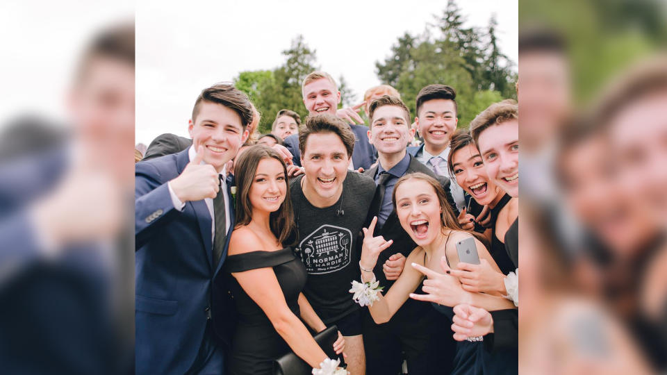 Justin Trudeau's latest photobomb was not as spontaneous as it seemed. Photo from Instagram/Cam Corrado